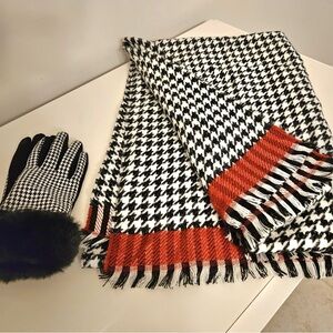 NWOT Chicos Houndstooth Scarf and Gloves